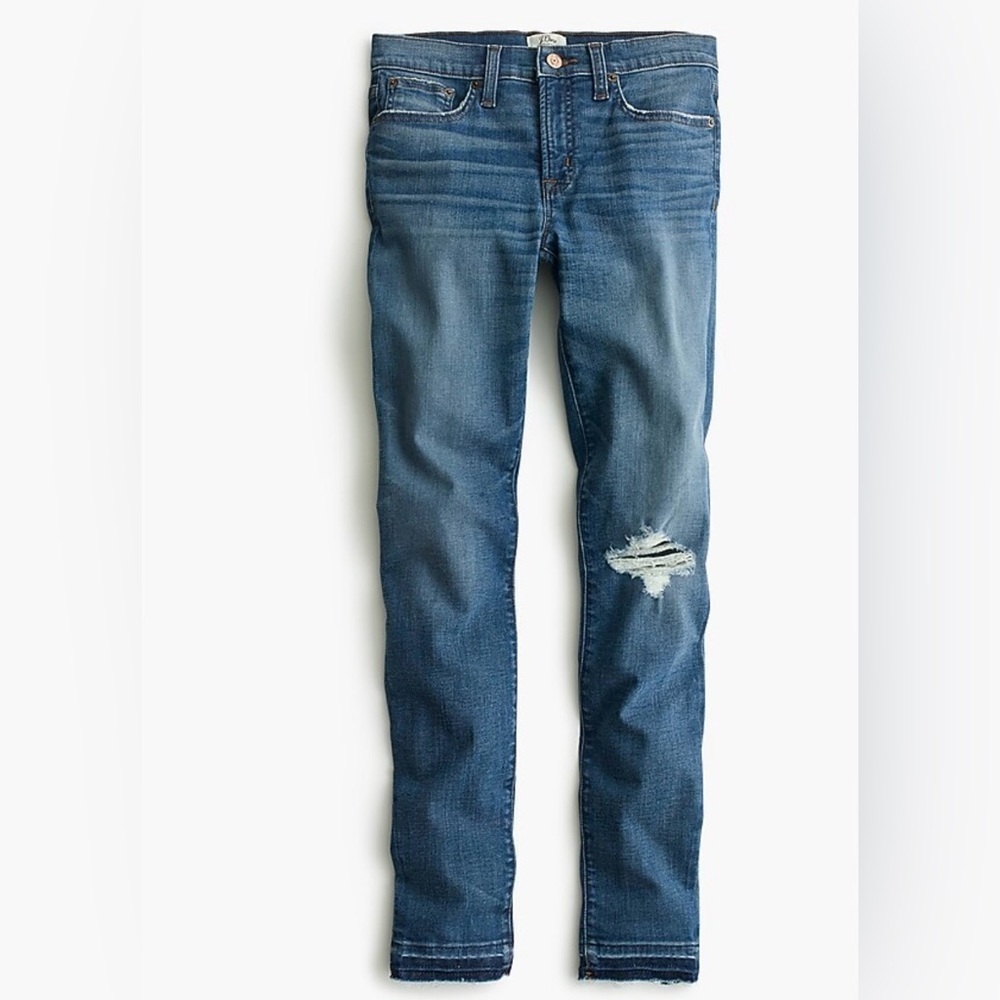 J. Crew 8" toothpick jean in Newcastle wash with let-down hem size 27